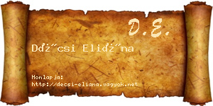 Décsi Eliána névjegykártya